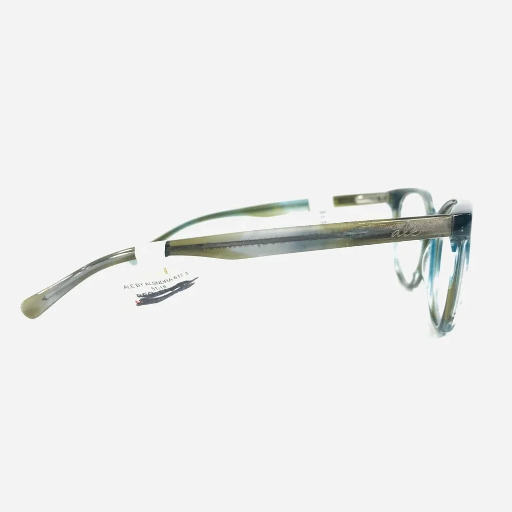 Ale by Alessandra Eyeglasses Frames 617-3 Clear Blue Green Round 51-18-135